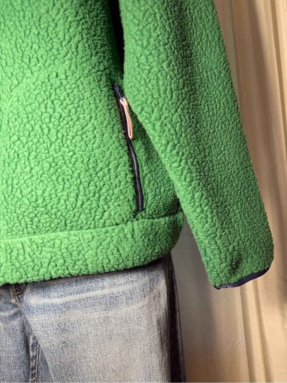J Crew Polartec Vintage Fleece- Green Pink Accents- Half-Zip Pullover- NWT- L - Picture 11 of 12